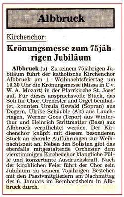Quelle: Kirchenchor Albbruck